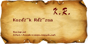 Kozák Rózsa névjegykártya